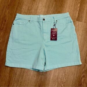 Gloria Vanderbilt Amanda Shorts Size 18 NWT Blue Green Classic High Rise #143